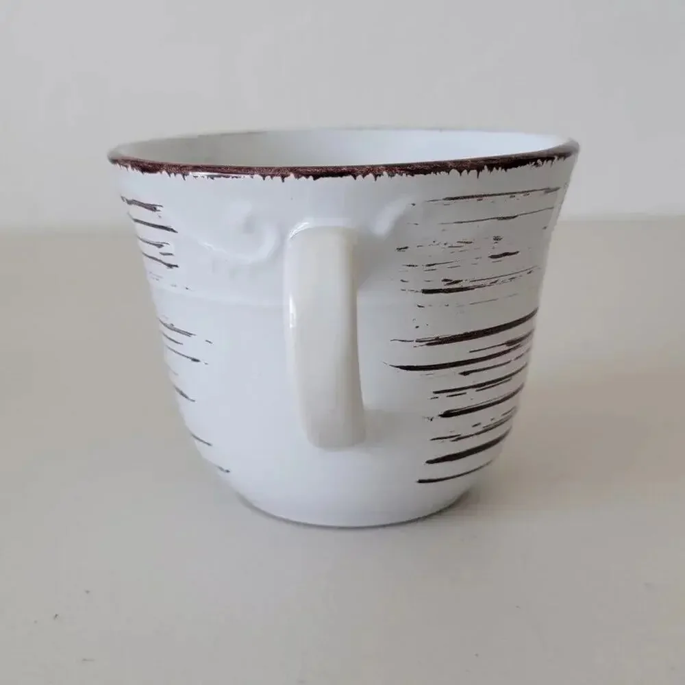 Pfaltzgraff Trellis Coastal Mug White Brown Stoneware Replacement Coffee Cup